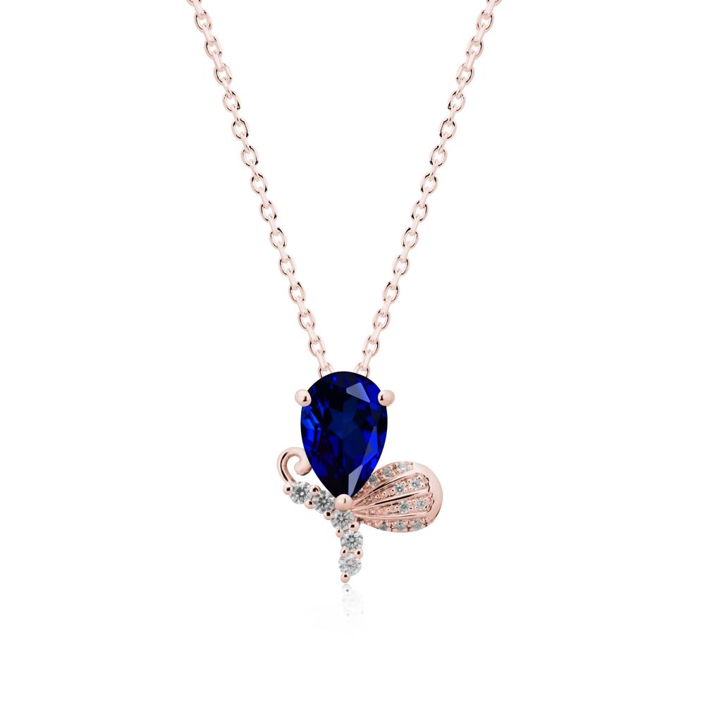 Pear Shaped Sapphire Butterfly Necklace - LUO Jewelry #metal_18k rose gold