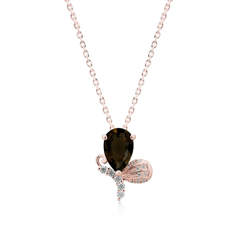 Sparkling Wing Smoky Quartz Butterfly Necklace - LUO Jewelry #metal_18k rose gold