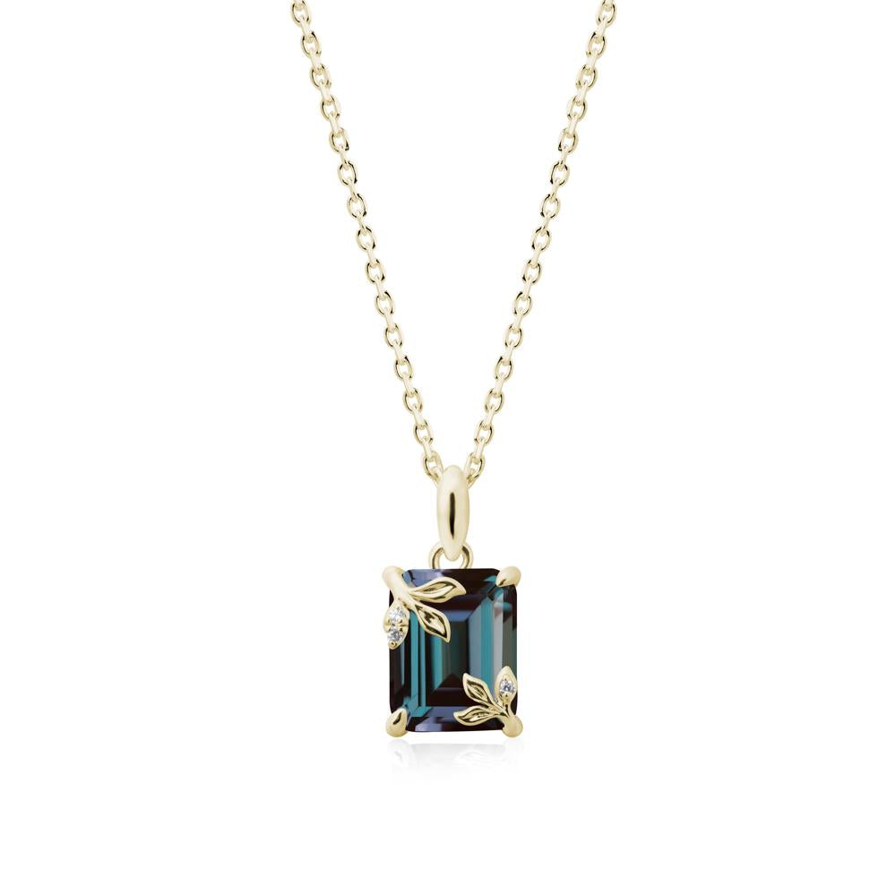 Nature-Inspired Leaf Emerald Cut Alexandrite Neclace - LUO Jewelry #metal_14k yellow gold