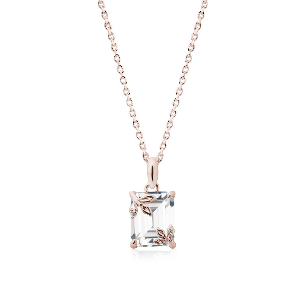 Nature-Inspired Leaf Emerald Cut Cubic Zirconia Pendant - LUO Jewelry #metal_14k rose gold