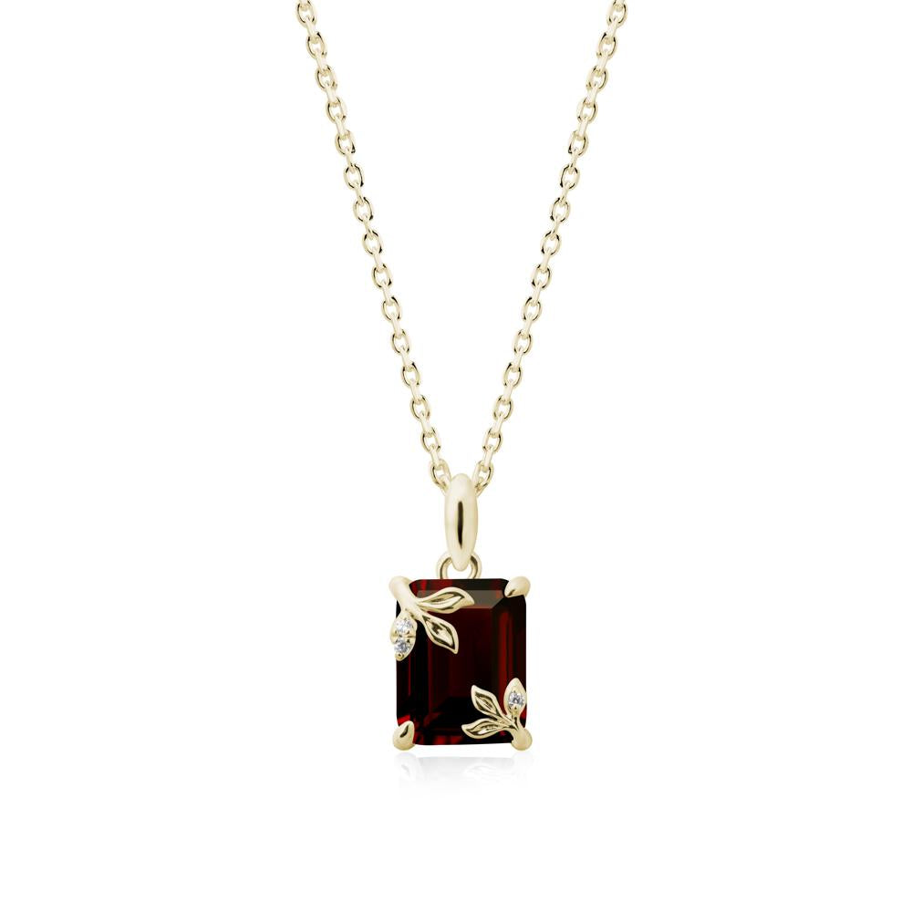 Nature-Inspired Leaf Emerald Cut Garnet Pendant - LUO Jewelry #metal_14k yellow gold