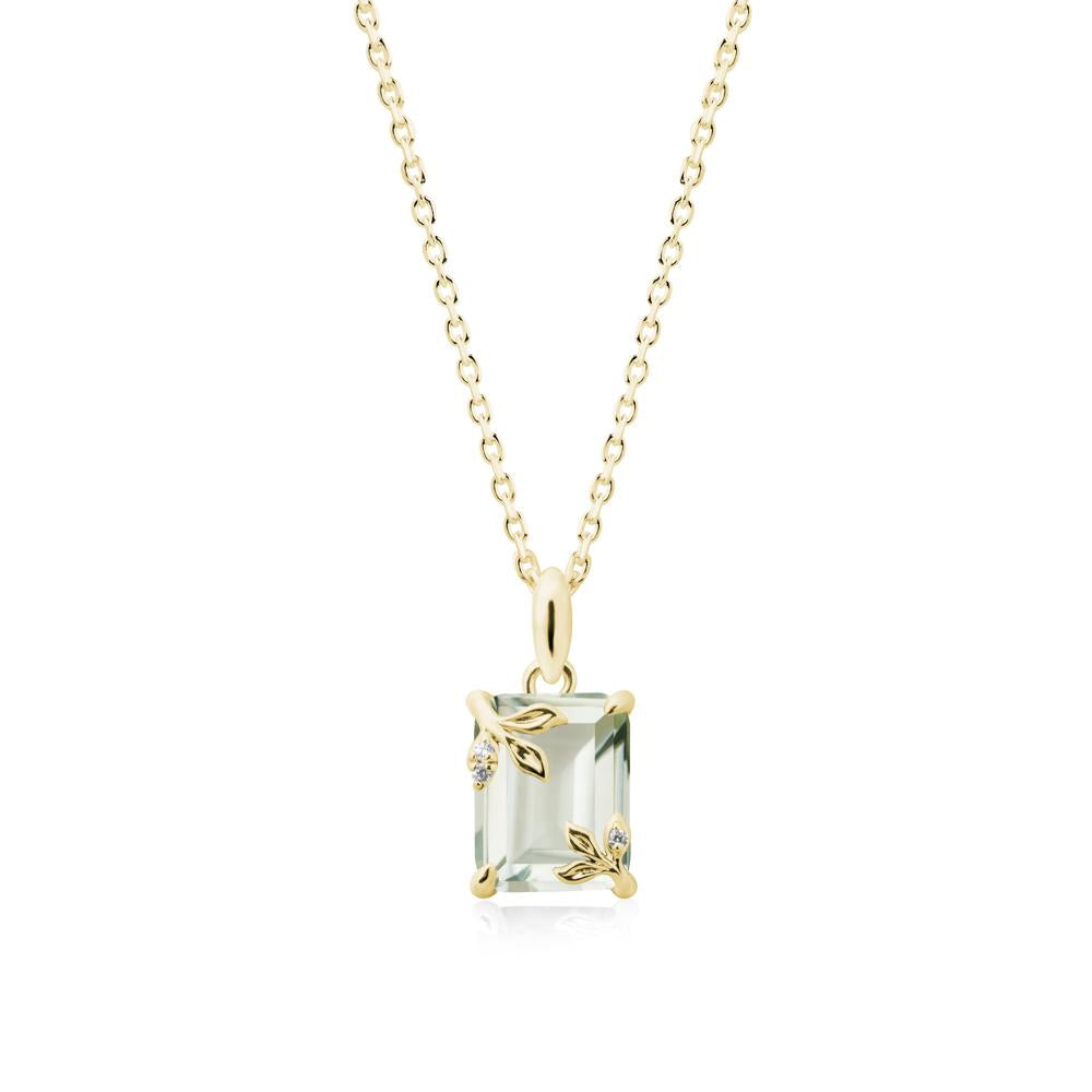 Nature-Inspired Leaf Emerald Cut Green Amethyst Neclace - LUO Jewelry #metal_18k yellow gold