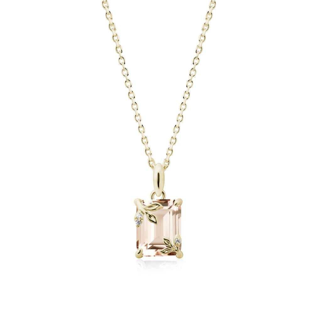 Nature-Inspired Leaf Emerald Cut Morganite Neclace - LUO Jewelry #metal_14k yellow gold