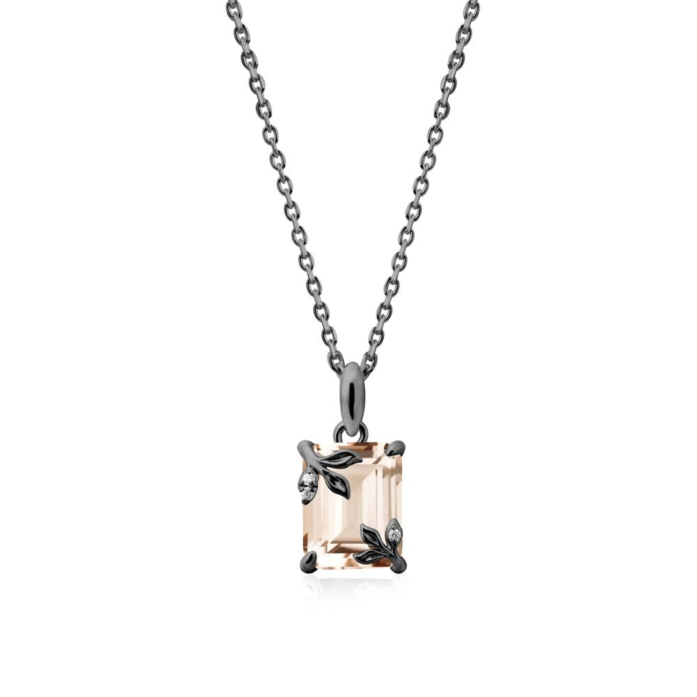 Nature-Inspired Leaf Emerald Cut Morganite Neclace - LUO Jewelry #metal_black finish sterling silver