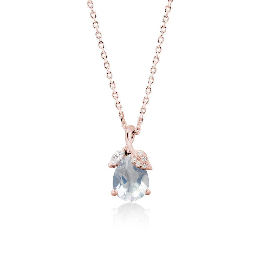 Pear Shaped Moonstone Leaf Pendant Necklace - LUO Jewelry #metal_18k rose gold
