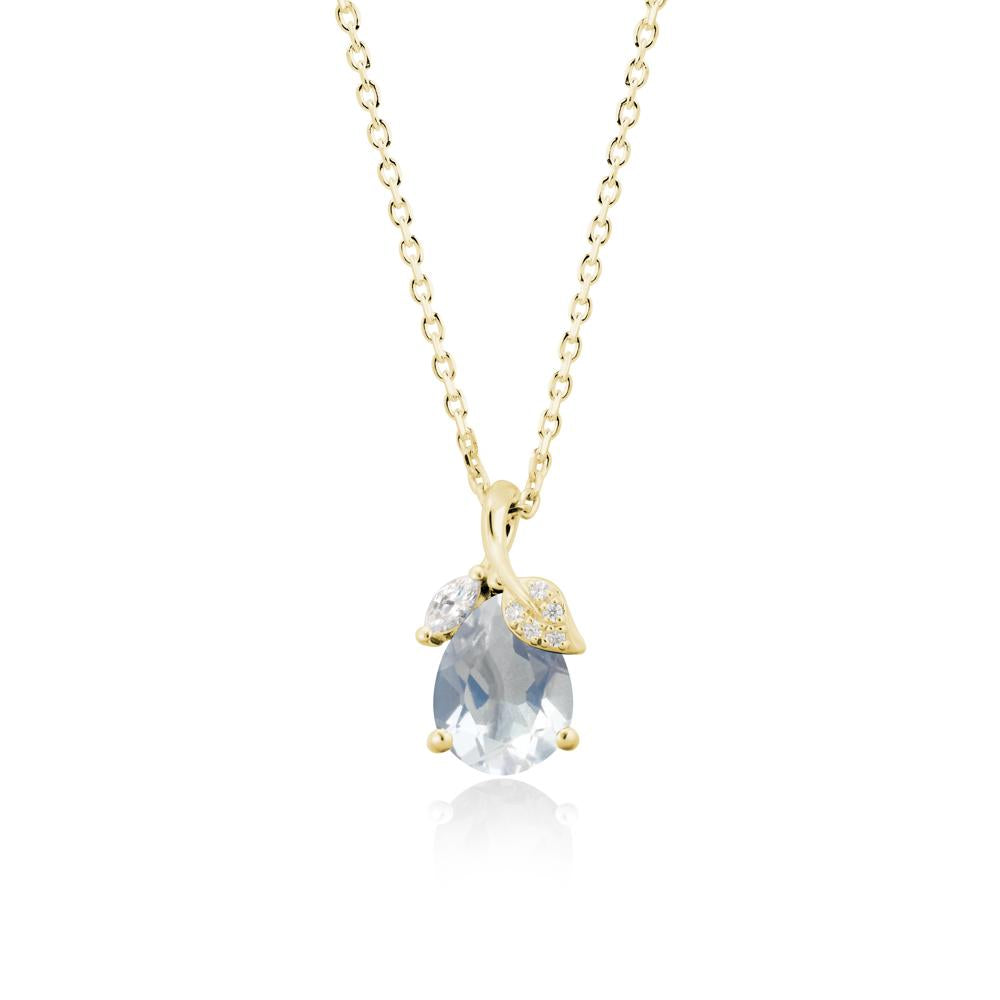 Pear Shaped Moonstone Leaf Pendant Necklace - LUO Jewelry #metal_18k yellow gold