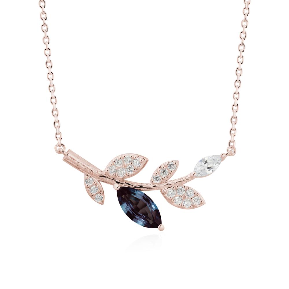 Alexandrite Olive Branch Pendant Necklace - LUO Jewelry #metal_14k rose gold