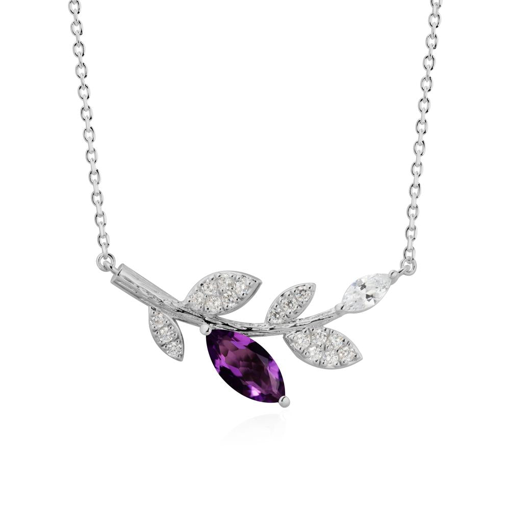 Marquise Amethyst Olive Branch Necklace - LUO Jewelry #metal_platinum