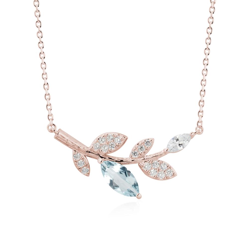 Marquise Aquamarine Vine Leaf Necklace - LUO Jewelry #metal_14k rose gold