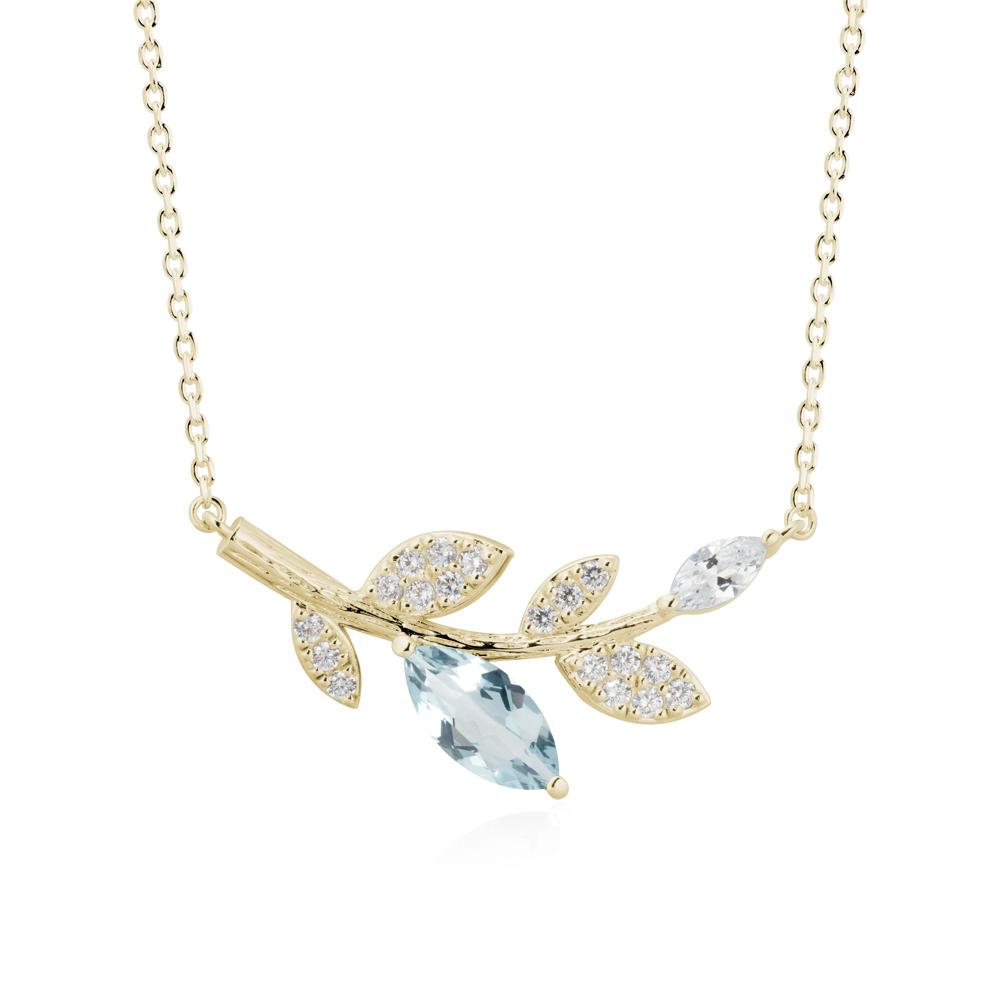 Marquise Aquamarine Vine Leaf Necklace - LUO Jewelry #metal_14k yellow gold