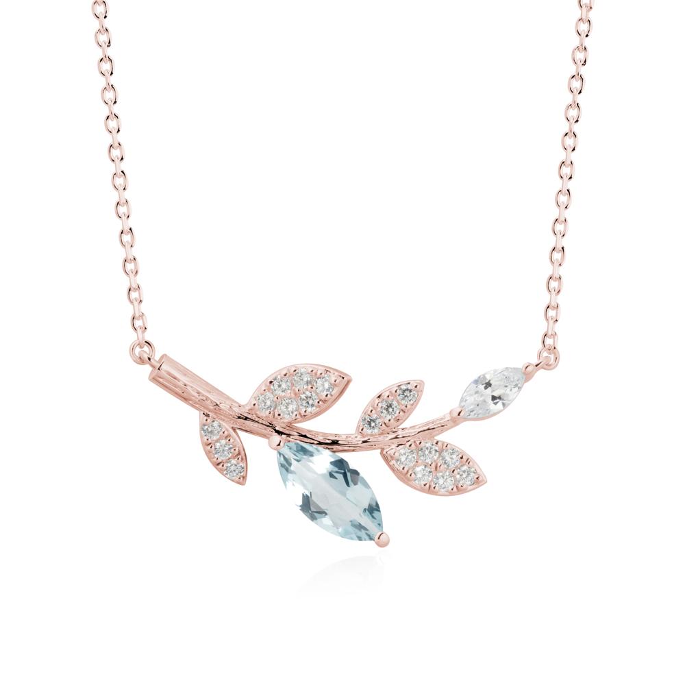 Marquise Aquamarine Vine Leaf Necklace - LUO Jewelry #metal_18k rose gold
