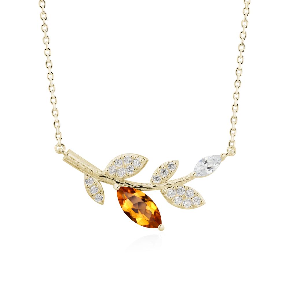 Marquise Citrine Olive Branch Necklace - LUO Jewelry #metal_14k yellow gold