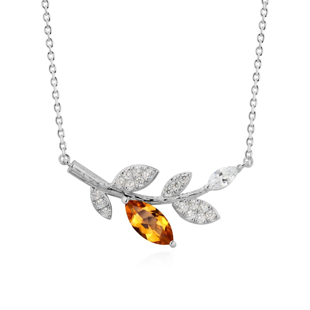 Marquise Citrine Olive Branch Necklace - LUO Jewelry #metal_platinum
