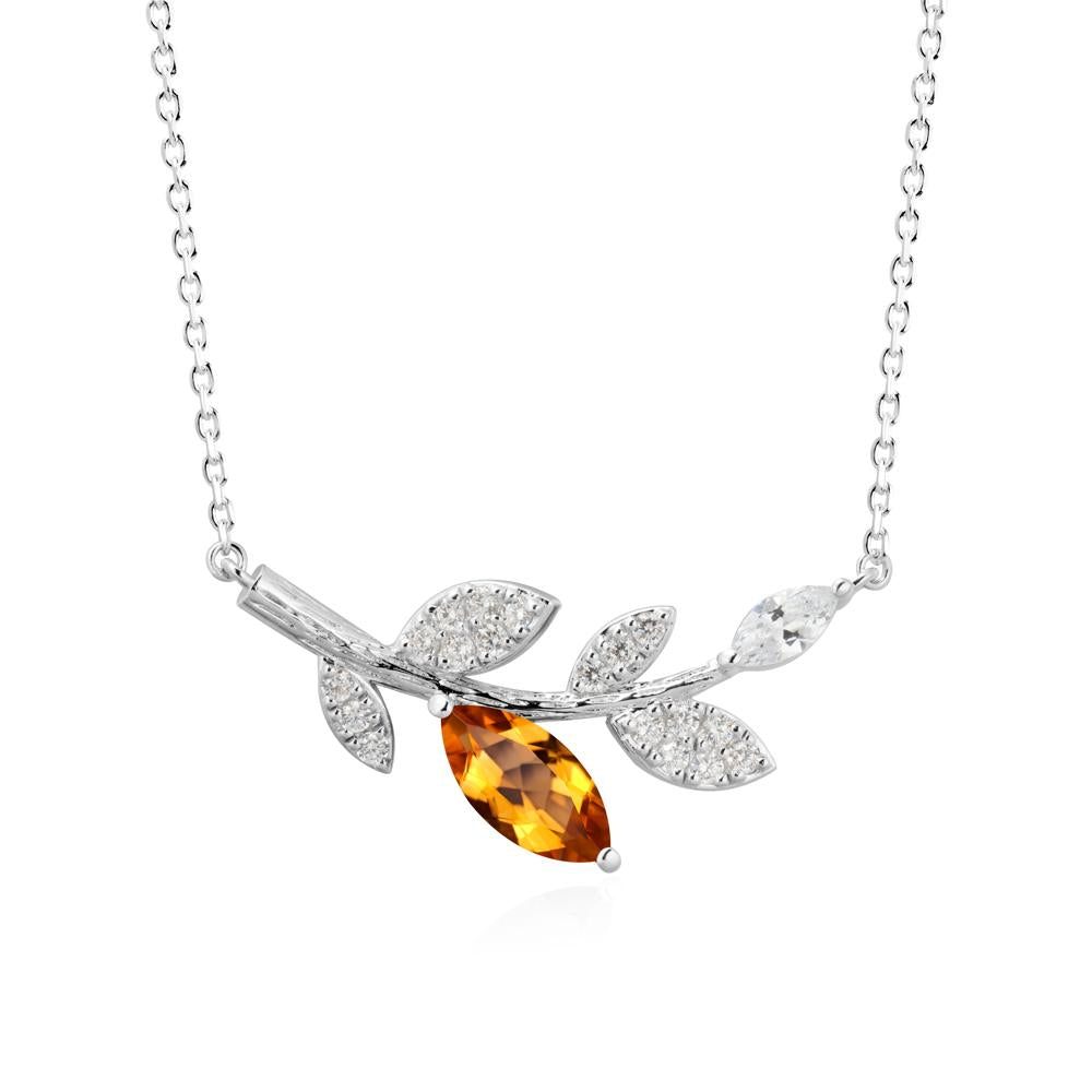 Marquise Citrine Olive Branch Necklace - LUO Jewelry #metal_sterling silver