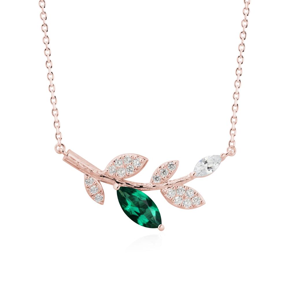 Marquise Emerald Vine Leaf Necklace - LUO Jewelry #metal_18k rose gold
