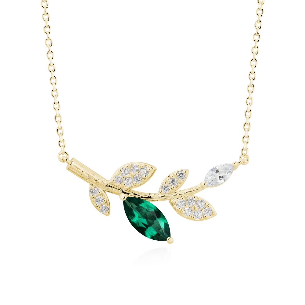 Marquise Emerald Vine Leaf Necklace - LUO Jewelry #metal_18k yellow gold