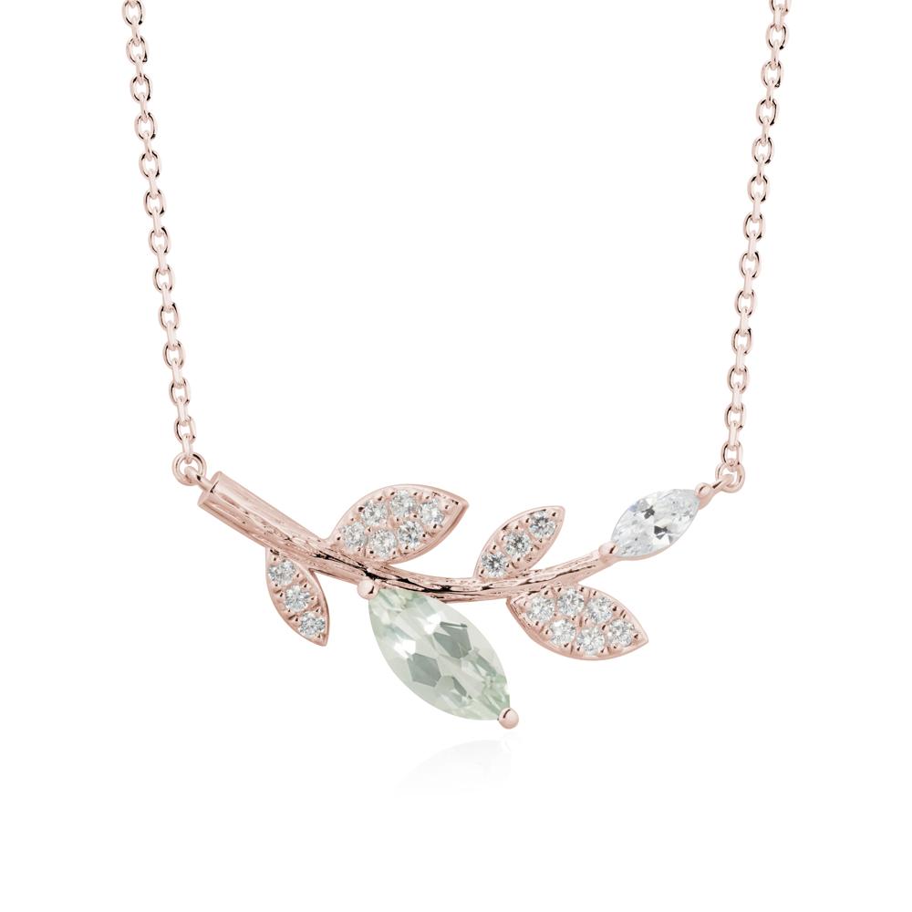 Marquise Green Amethyst Vine Leaf Necklace - LUO Jewelry #metal_14k rose gold