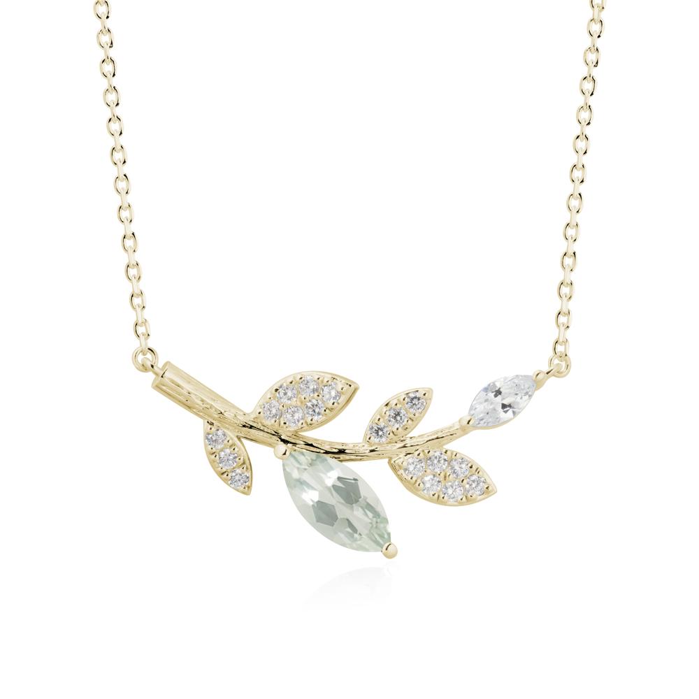 Marquise Green Amethyst Vine Leaf Necklace - LUO Jewelry #metal_14k yellow gold