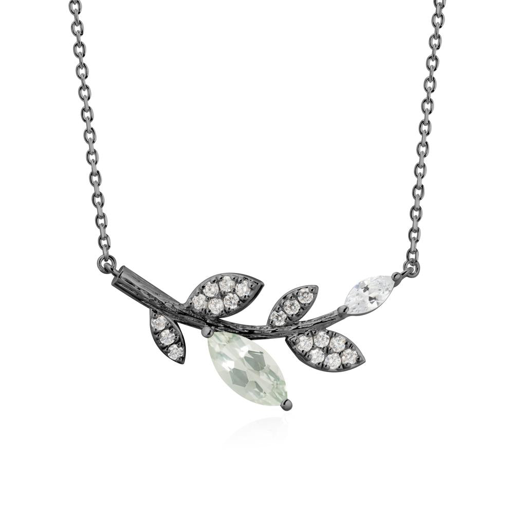 Marquise Green Amethyst Vine Leaf Necklace - LUO Jewelry #metal_black finish sterling silver