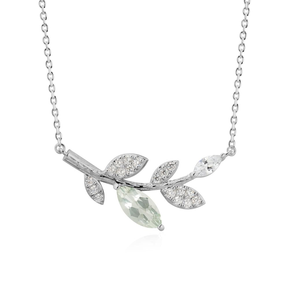 Marquise Green Amethyst Vine Leaf Necklace - LUO Jewelry #metal_platinum