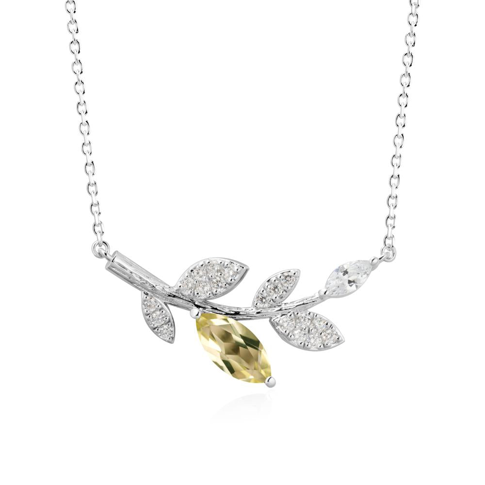 Marquise Lemon Quartz Olive Branch Necklace - LUO Jewelry #metal_18k white gold