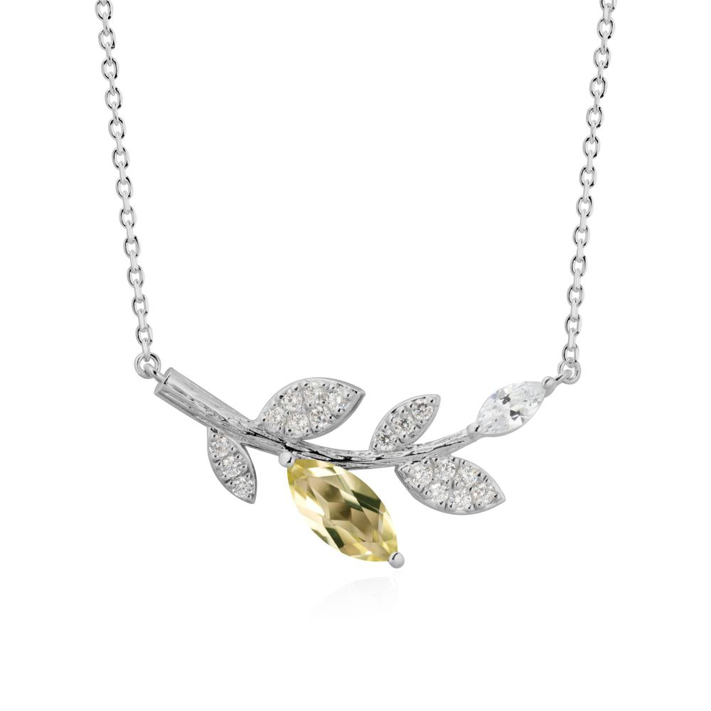 Marquise Lemon Quartz Olive Branch Necklace - LUO Jewelry #metal_platinum
