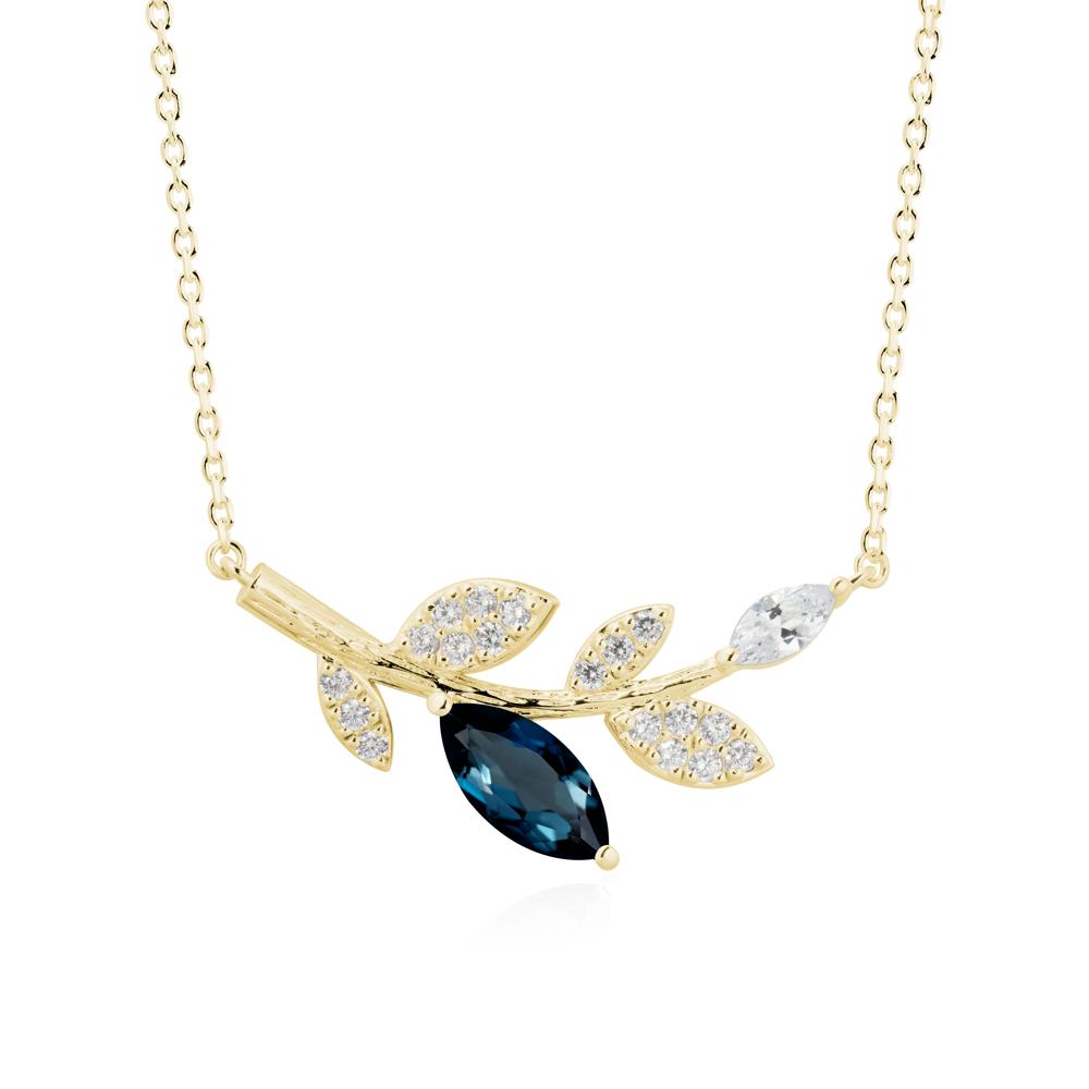 Marquise London Blue Topaz Vine Leaf Necklace - LUO Jewelry #metal_18k yellow gold