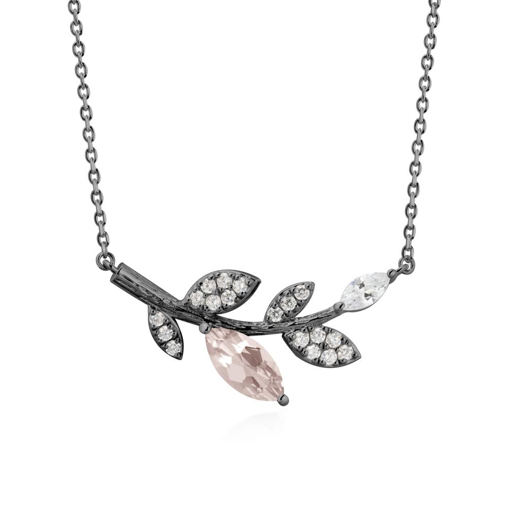 Morganite Olive Branch Pendant Necklace - LUO Jewelry #metal_black finish sterling silver