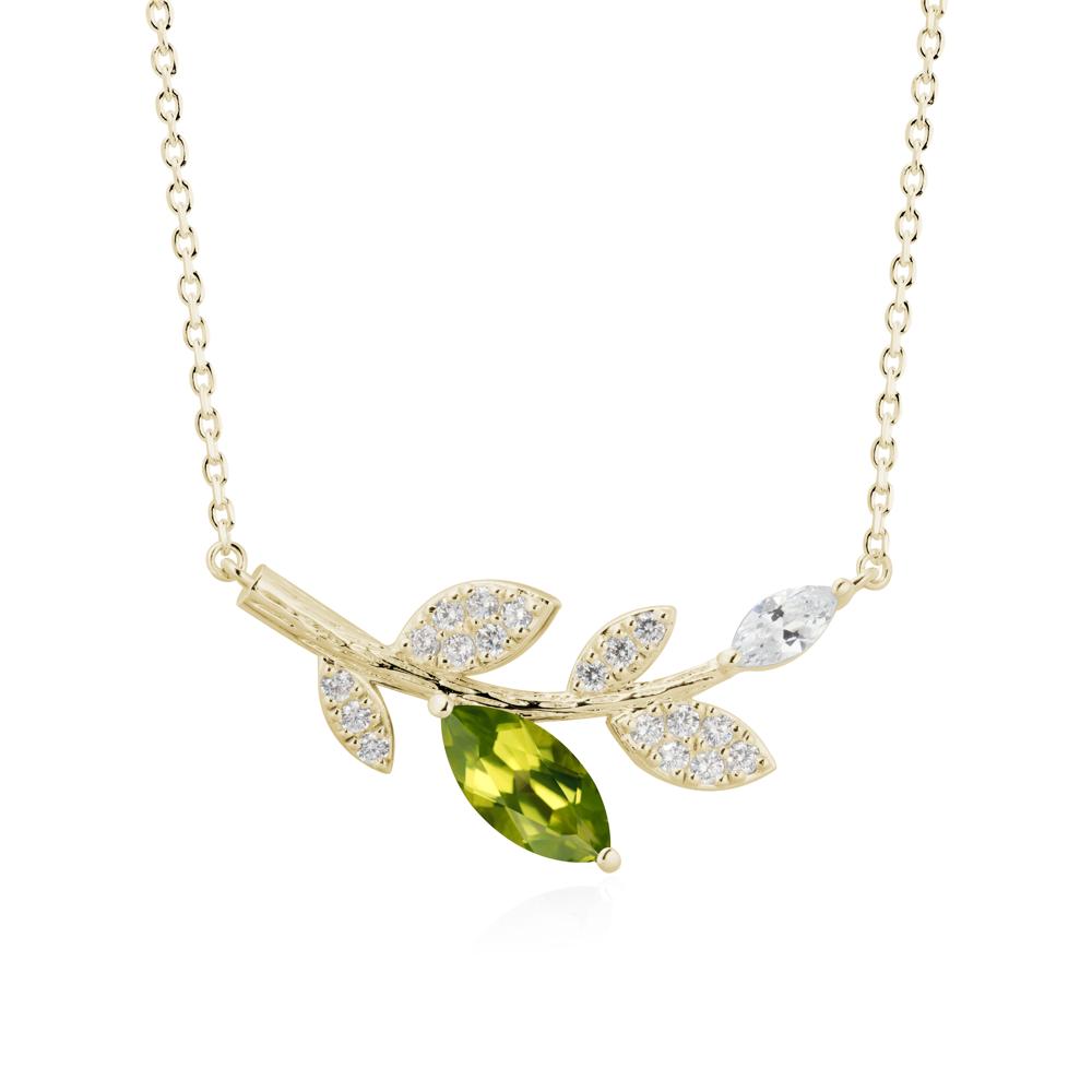 Marquise Peridot Olive Branch Necklace - LUO Jewelry #metal_14k yellow gold