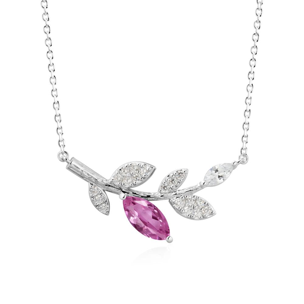 Pink Sapphire Olive Branch Pendant Necklace - LUO Jewelry #metal_sterling silver
