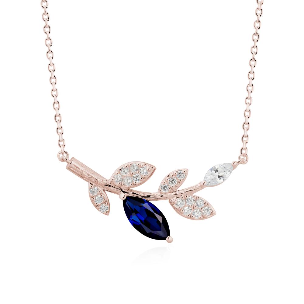 Marquise Sapphire Vine Leaf Necklace - LUO Jewelry #metal_14k rose gold
