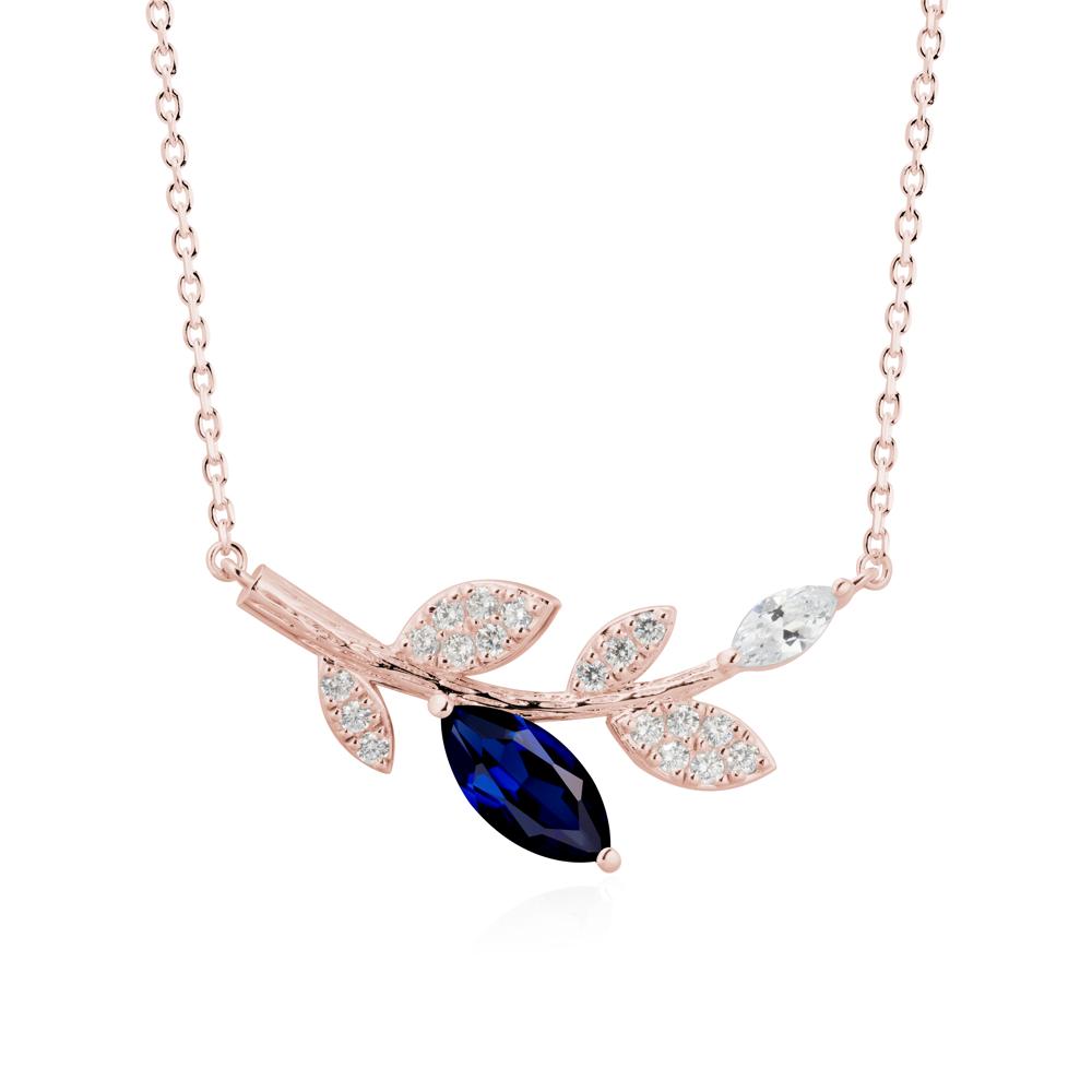 Marquise Sapphire Vine Leaf Necklace - LUO Jewelry #metal_18k rose gold