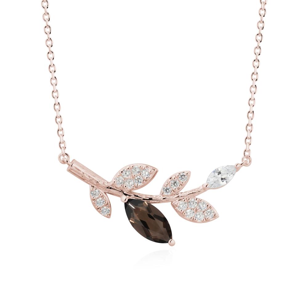 Smoky Quartz Olive Branch Pendant Necklace - LUO Jewelry #metal_14k rose gold
