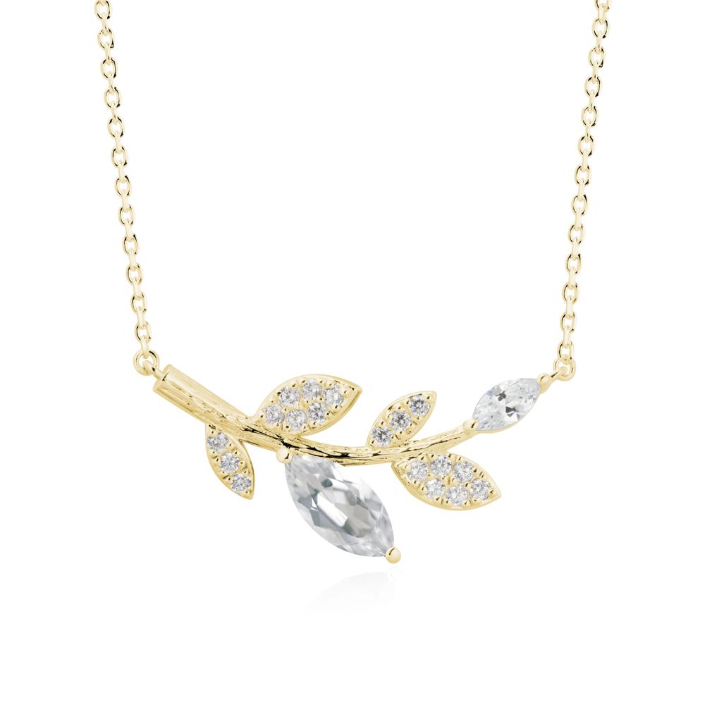 Marquise White Topaz Vine Leaf Necklace - LUO Jewelry #metal_18k yellow gold