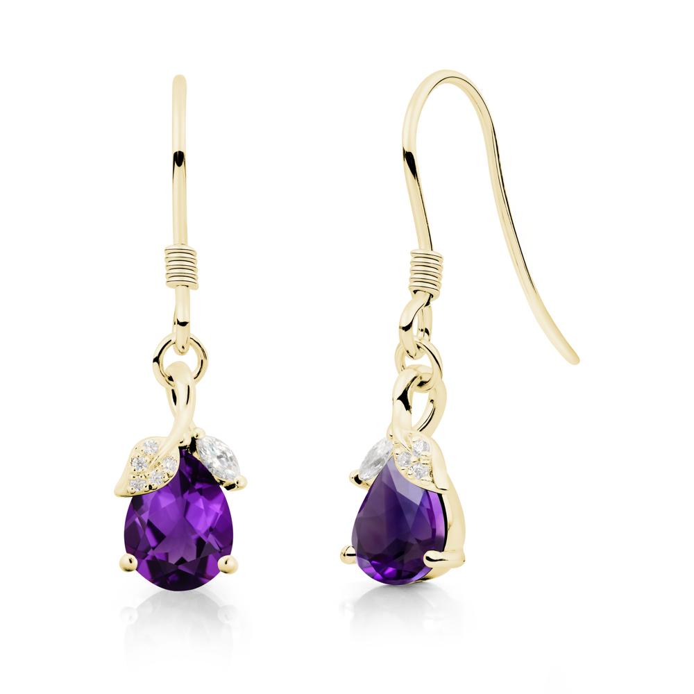 Nature Leaf Inspired Amethyst Earrings - LUO Jewelry #metal_18k yellow gold