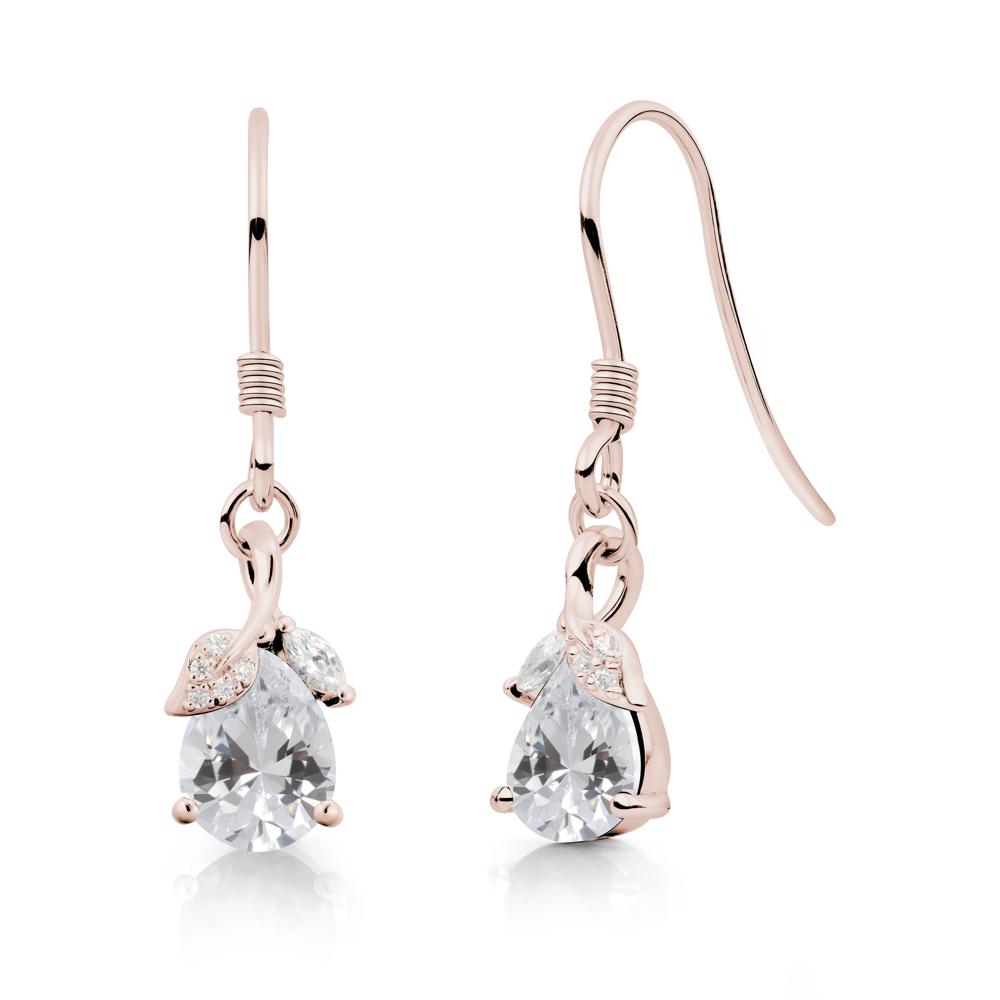 Teardrop Cubic Zirconia French Hook Earrings - LUO Jewelry #metal_14k rose gold