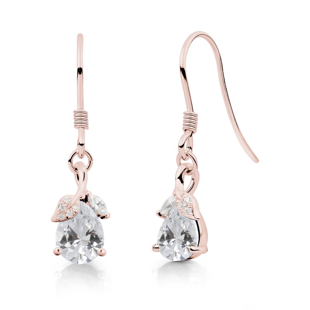 Teardrop Cubic Zirconia French Hook Earrings - LUO Jewelry #metal_18k rose gold