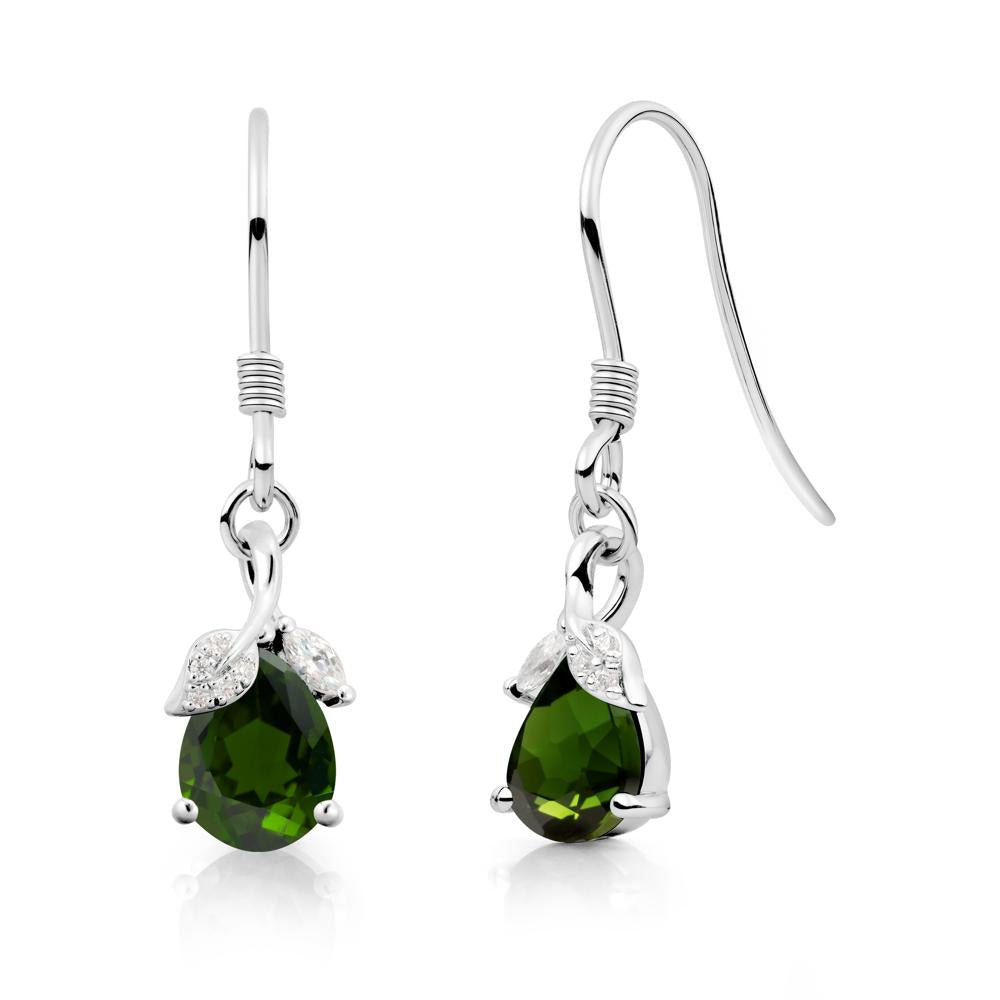 Nature Leaf Inspired Diopside Earrings - LUO Jewelry #metal_14k white gold