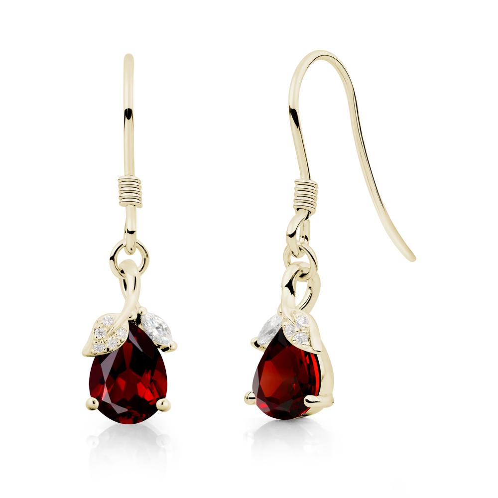 Nature Leaf Inspired Garnet Earrings - LUO Jewelry #metal_14k yellow gold