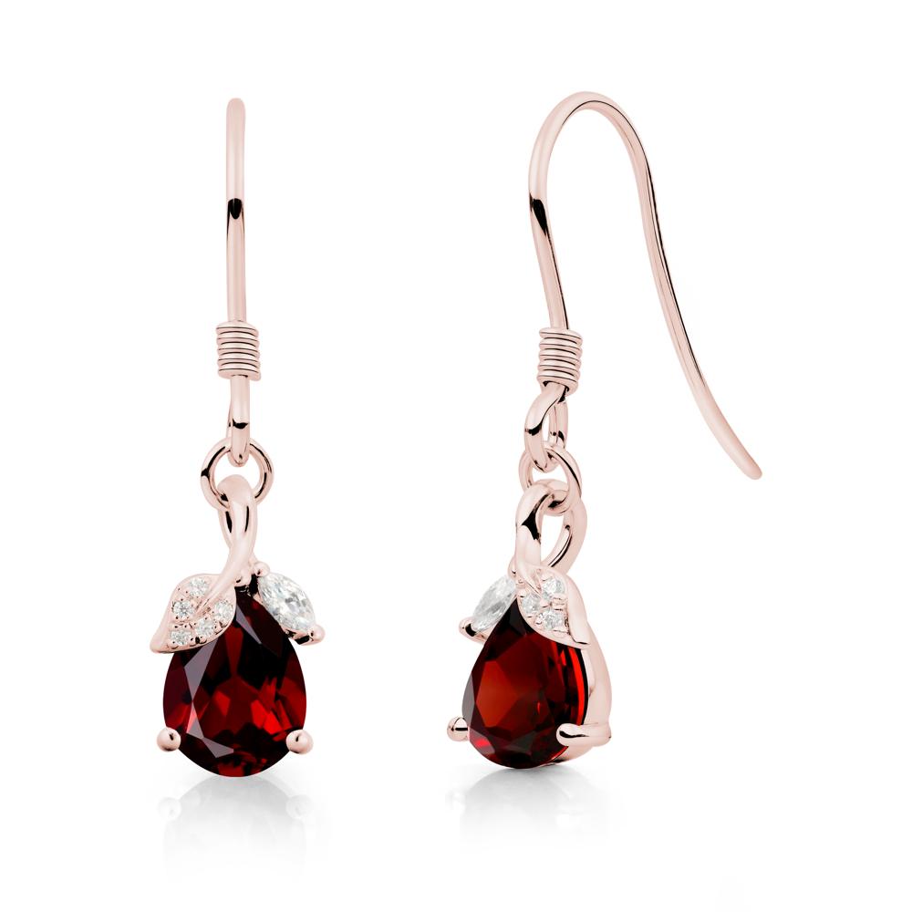 Nature Leaf Inspired Garnet Earrings - LUO Jewelry #metal_18k rose gold