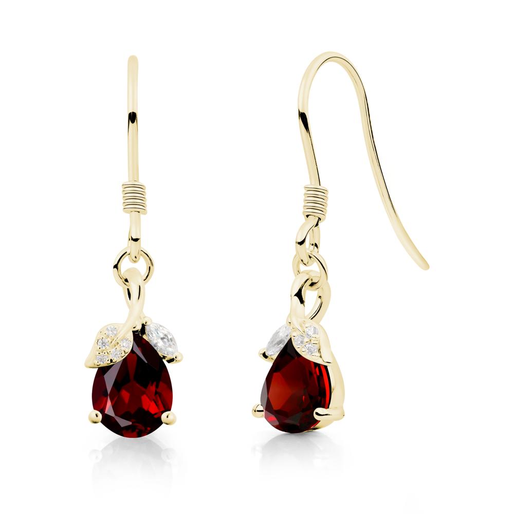 Nature Leaf Inspired Garnet Earrings - LUO Jewelry #metal_18k yellow gold