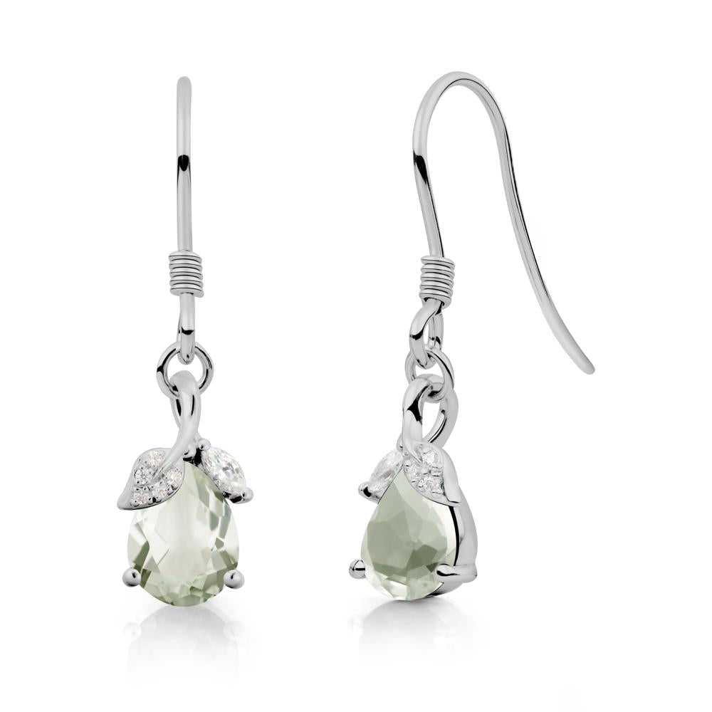 Nature Leaf Inspired Green Amethyst Earrings - LUO Jewelry #metal_platinum