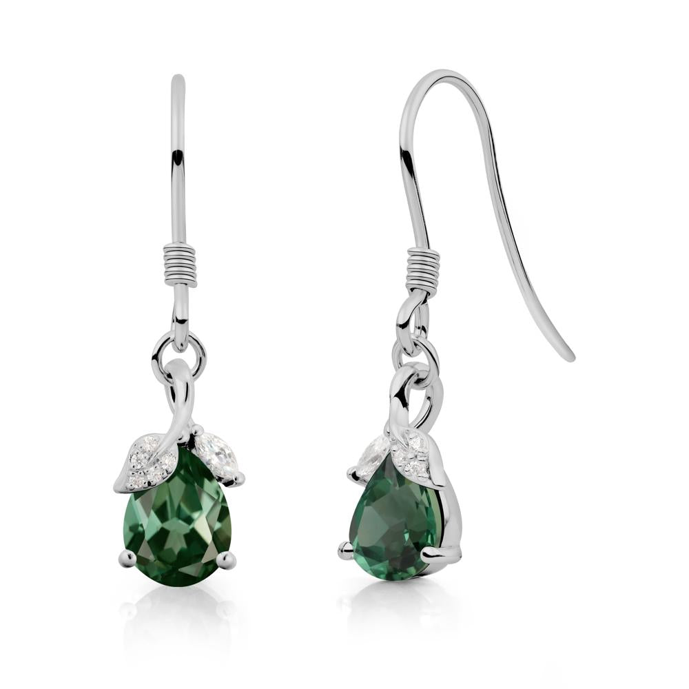 Nature Leaf Inspired Green Sapphire Earrings - LUO Jewelry #metal_platinum