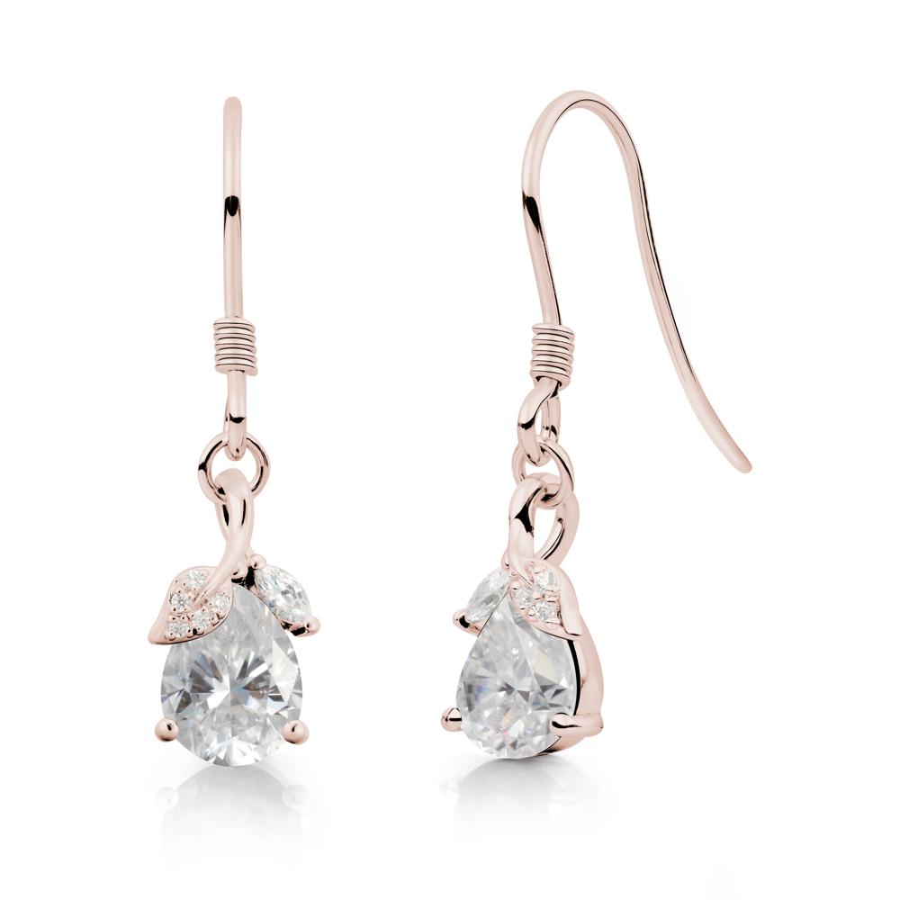 Teardrop Moissanite French Hook Earrings - LUO Jewelry #metal_14k rose gold