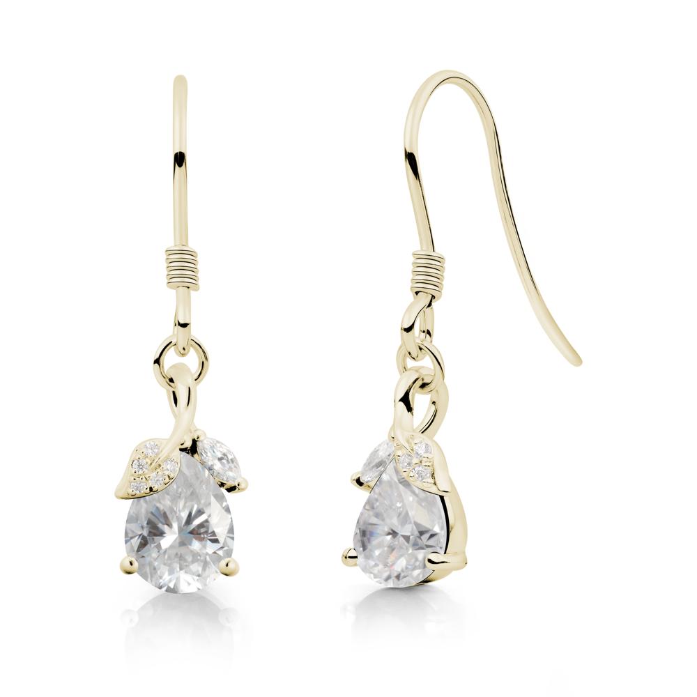 Teardrop Moissanite French Hook Earrings - LUO Jewelry #metal_14k yellow gold