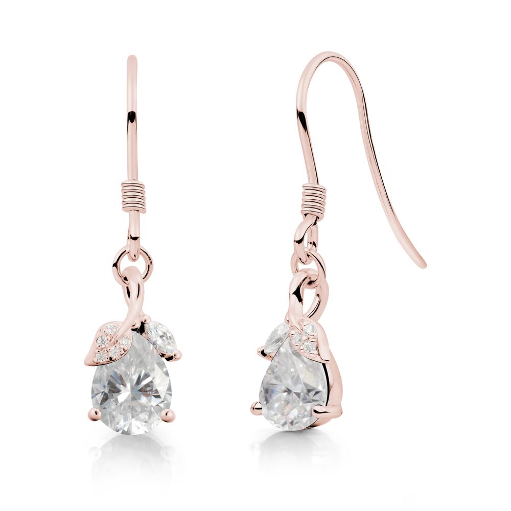Teardrop Moissanite French Hook Earrings - LUO Jewelry #metal_18k rose gold