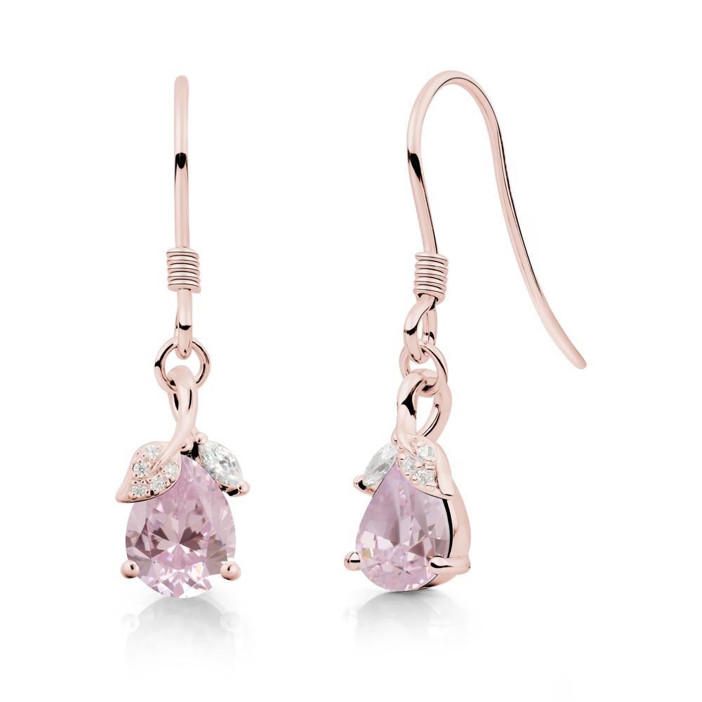 Teardrop Pink Cubic Zirconia French Hook Earrings - LUO Jewelry #metal_18k rose gold