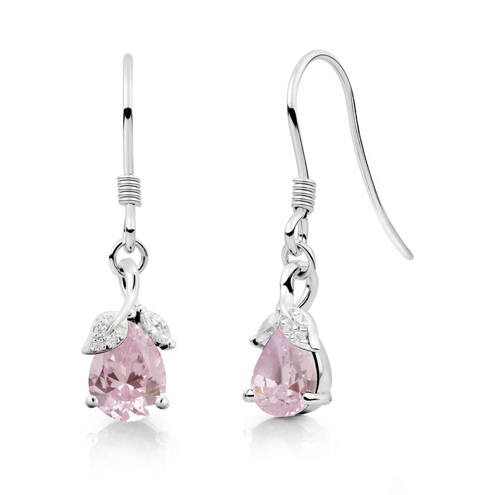 Teardrop Pink Cubic Zirconia French Hook Earrings - LUO Jewelry #metal_sterling silver