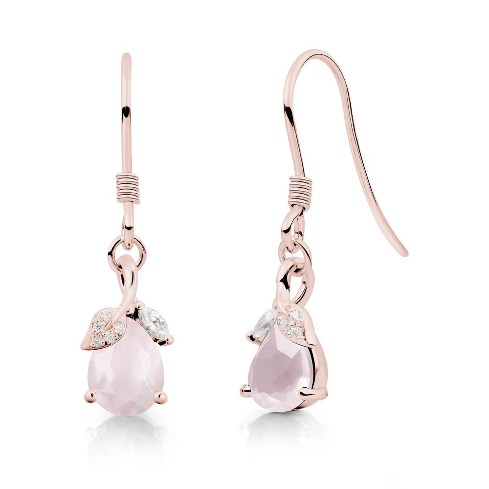 Nature Leaf Inspired Rose Quartz Earrings - LUO Jewelry #metal_18k rose gold
