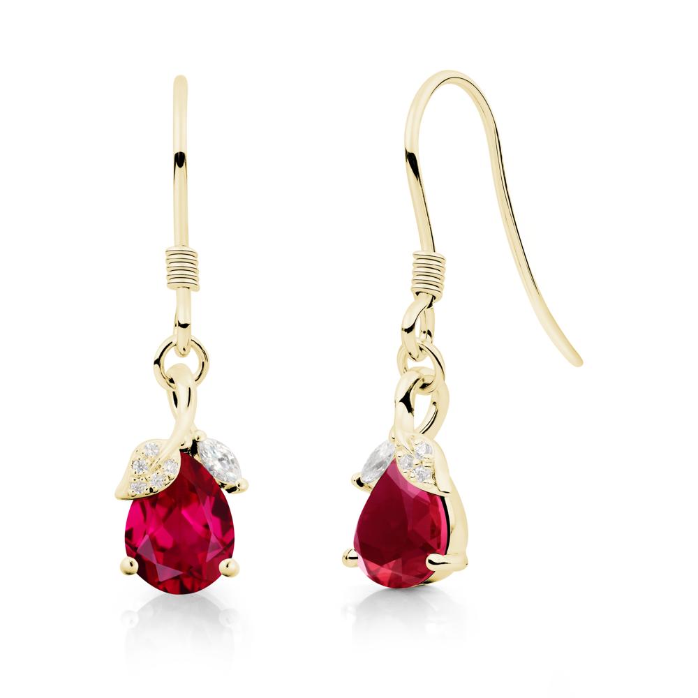 Nature Leaf Inspired Ruby Earrings - LUO Jewelry #metal_18k yellow gold